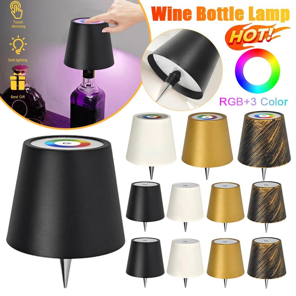 Modern LED bottle lamp on white background, stylish home decor