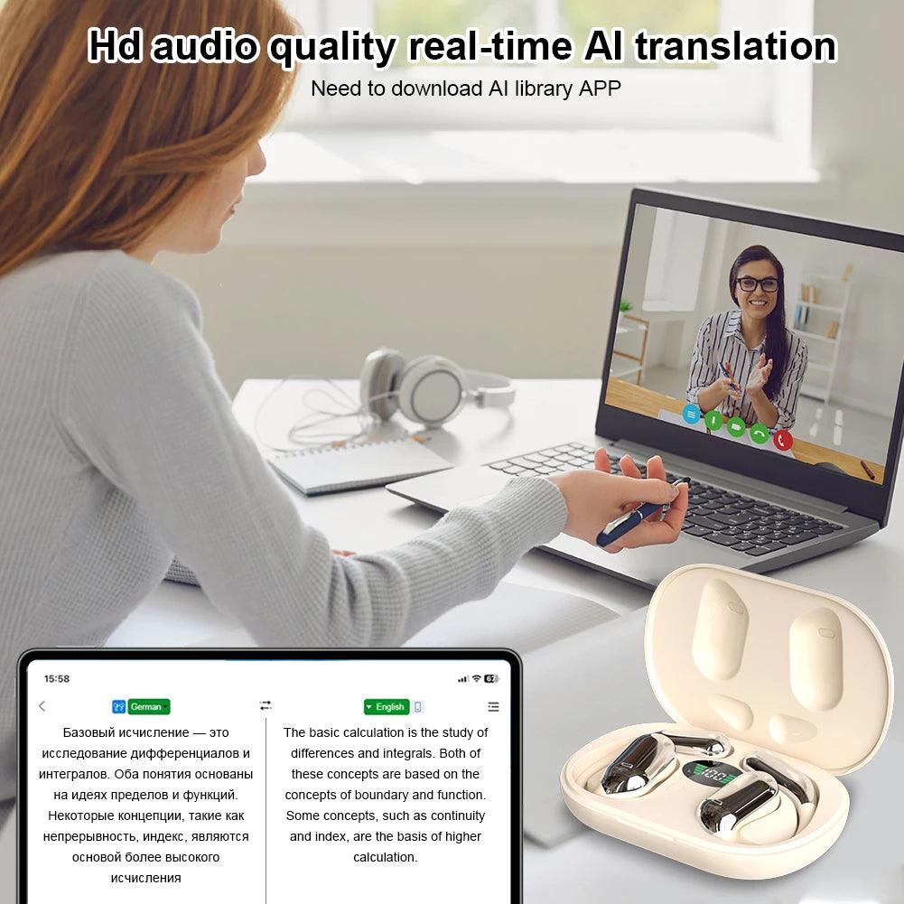 Cutting-edge Ai translator technology with wireless earbuds for seamless communication