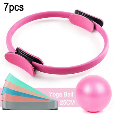 7 Pilates Essentials Set ( 5 resistance bands + Pilates Ring + Pilates Ball)