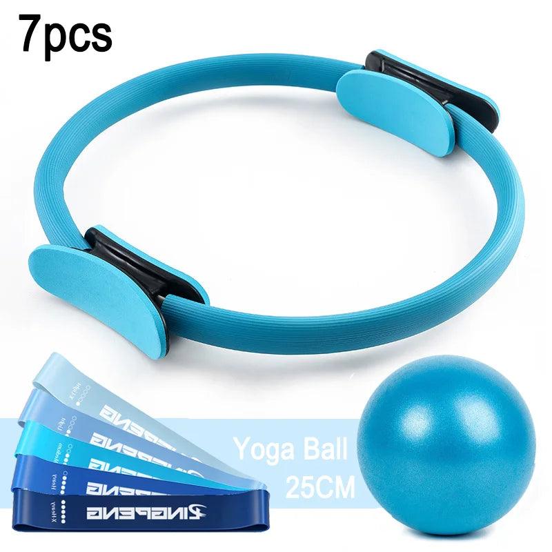 7 Pilates Essentials Set ( 5 resistance bands + Pilates Ring + Pilates Ball)